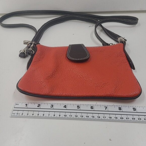 Zagara made in Italy Women's Leather Crossbody Purse Bag Orange One Size Snap Fr - Picture 4 of 11